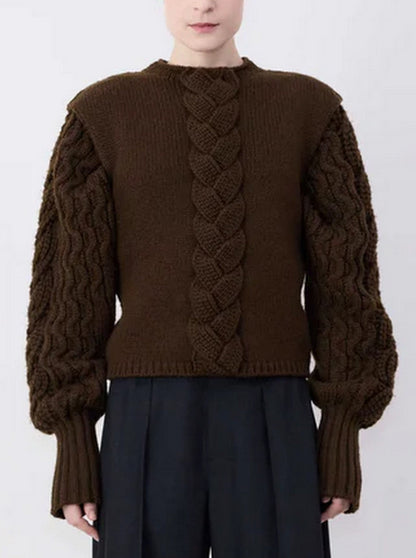 Brown Cable Knit Sleeveless Sweater - Sweaters & Knitwear