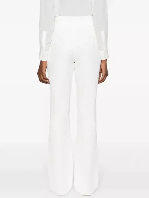 Buckle-Strap Tailored White Pants - Jeans & Pants