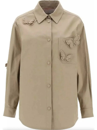 Butterfly Embellished Overshirt - Tops