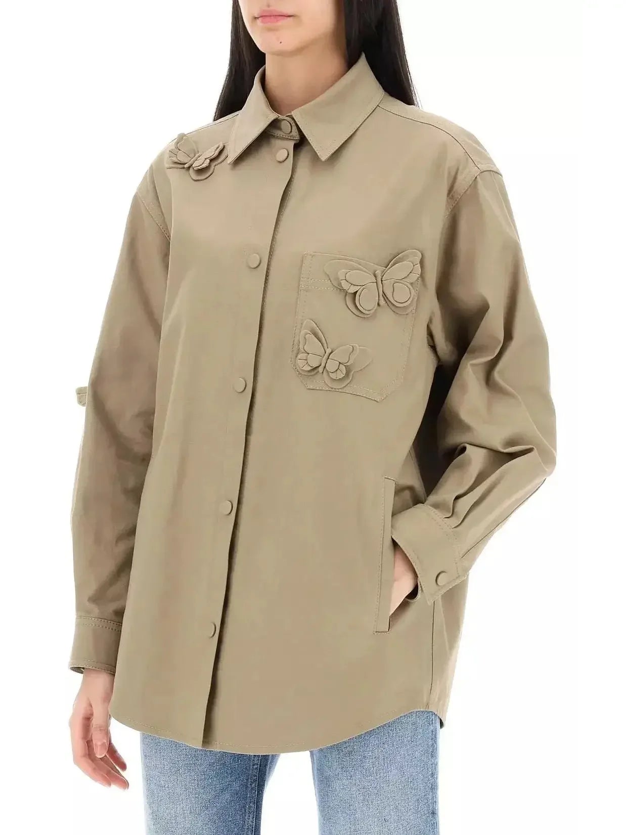 Butterfly Embellished Overshirt - Tops