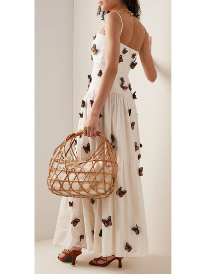 Butterfly Monarca Appliquéd Tiered Linen Dress - Dresses