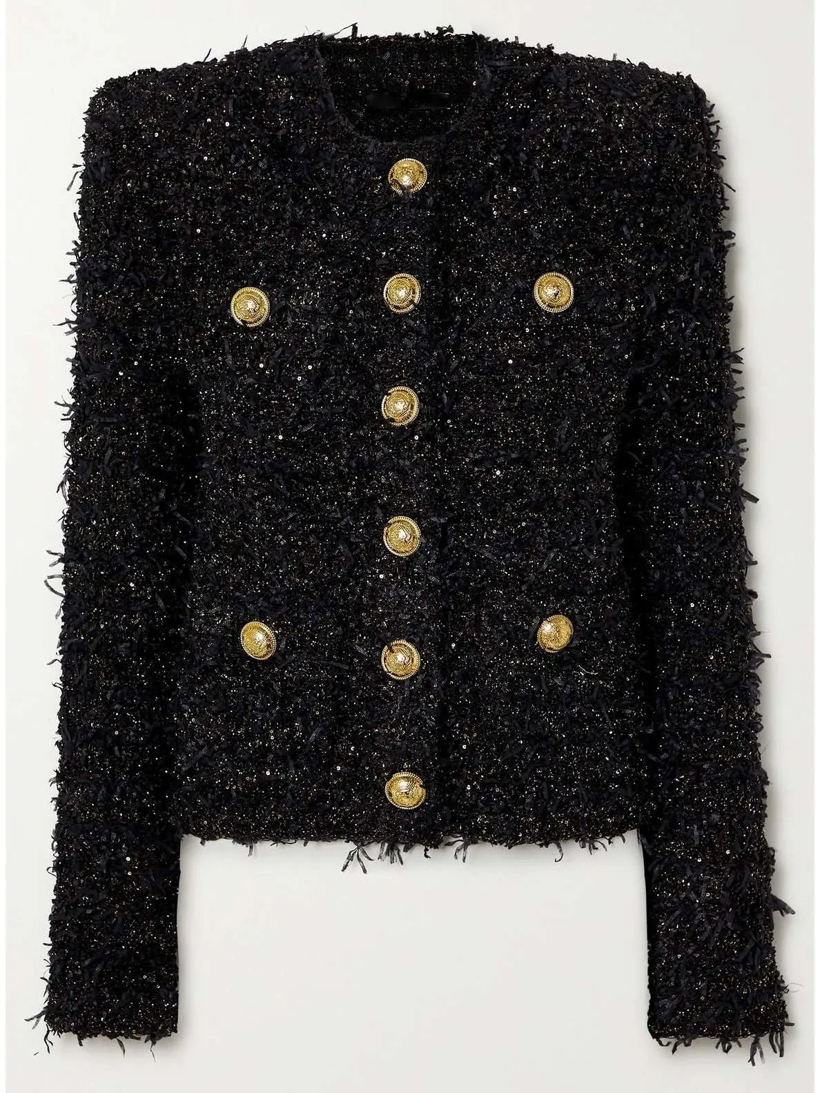 Button-Down Black Tweed Jacket - Jackets