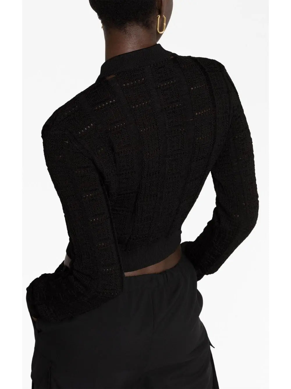 Button-Embellished Black Cropped Sweater - Sweaters & Knitwear