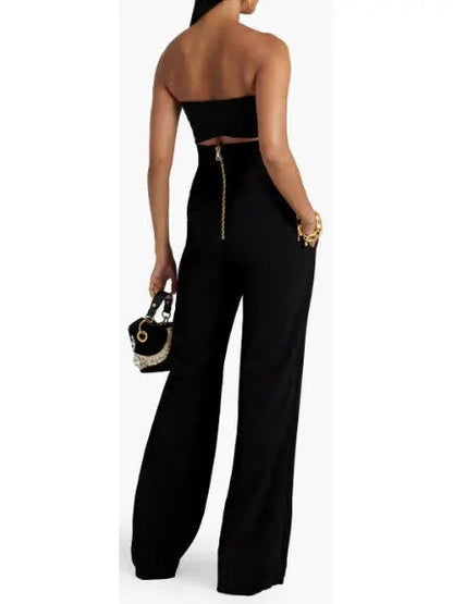 Button-Embellished Crepe Wide-Leg Pants - Jeans & Pants