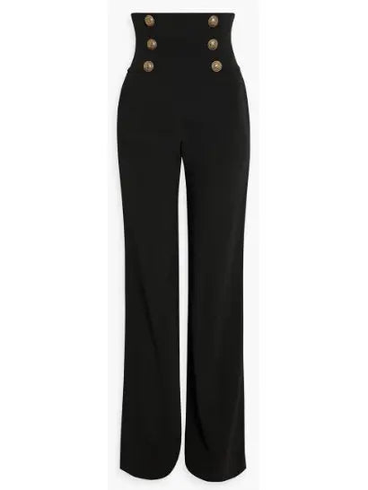 Button-Embellished Crepe Wide-Leg Pants - Jeans & Pants