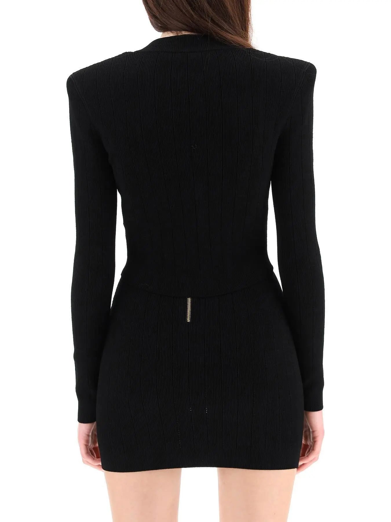 Button-Embellished Cropped Knit Cardigan Black - Sweaters & Knitwear