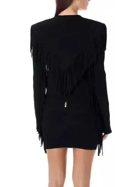 Buttoned Fringed Knit Cardigan - Sweaters & Knitwear