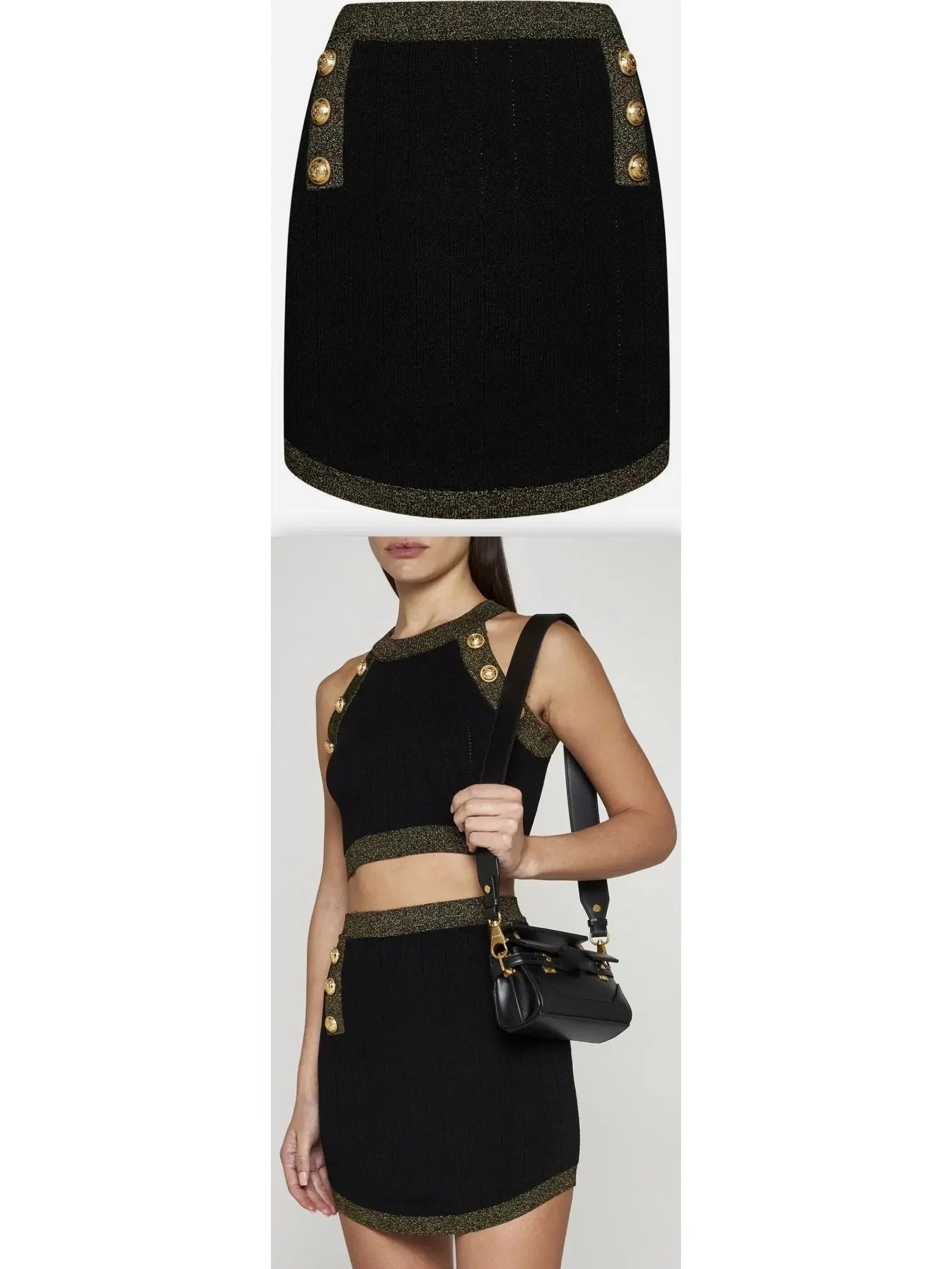 Buttoned Knit Mini Skirt - small - Skirts