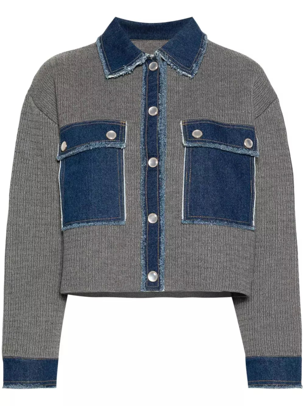 Cable Knit Denim Cardigan Jacket - Jackets