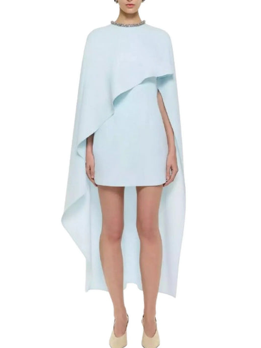 Cady Cape Dress with Rhinestone Collar - Dresses