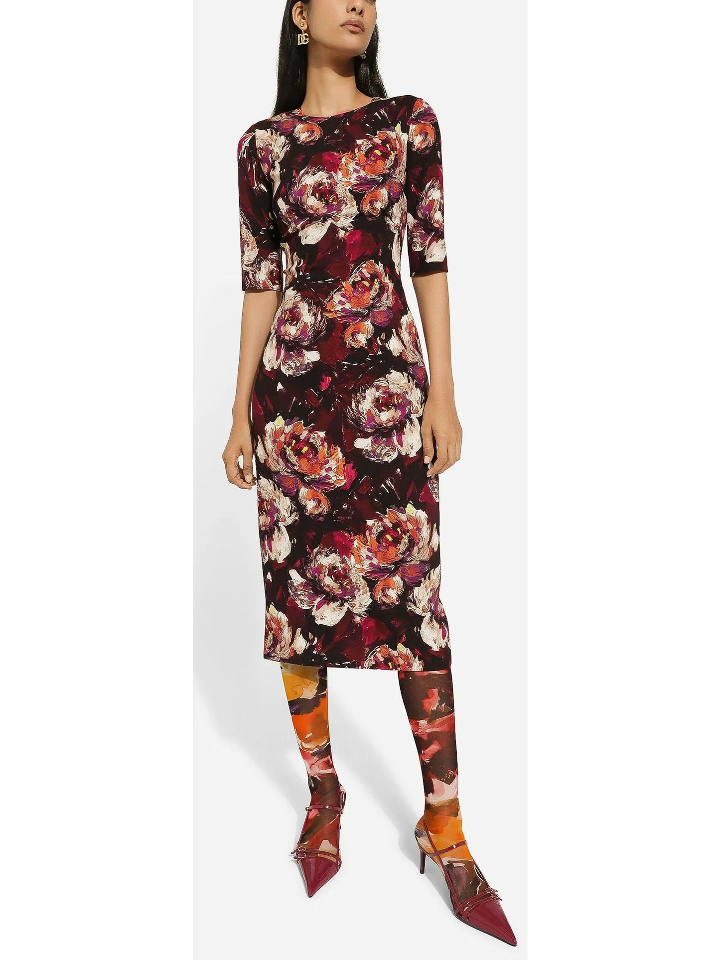 Cady Sheath Dress with Peony Print - Dresses