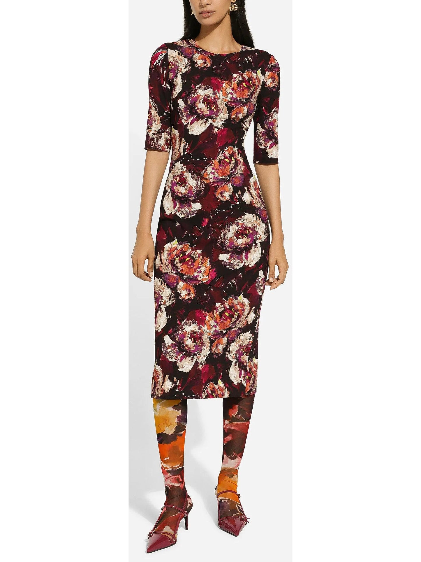 Cady Sheath Dress with Peony Print - Dresses