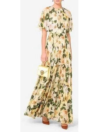 Camellia Print Chiffon Max Dress - Dresses