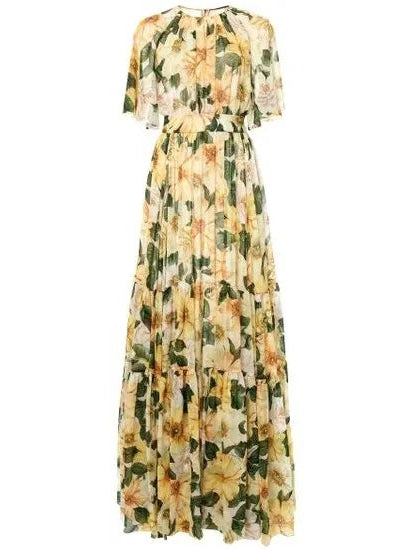 Camellia Print Chiffon Max Dress - Dresses