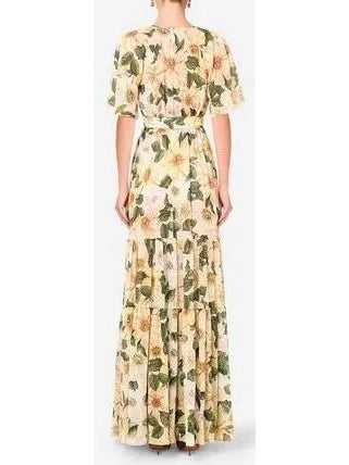 Camellia Print Chiffon Max Dress - Dresses