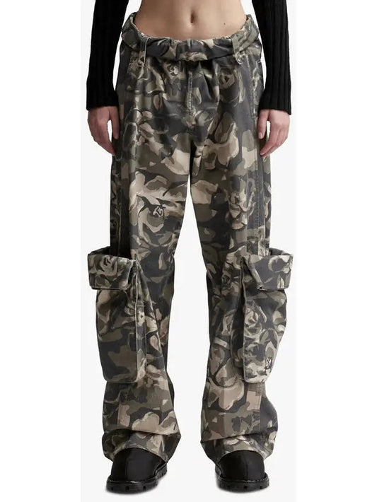 Camouflage Cargo Pants with Rolled Waist - Jeans & Pants