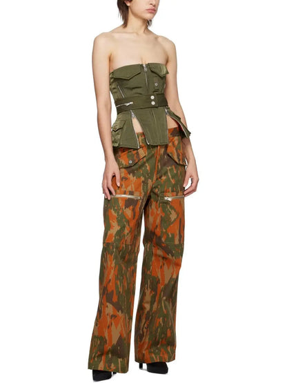 Camouflage Slouchy Pocket Trousers - Jeans & Pants