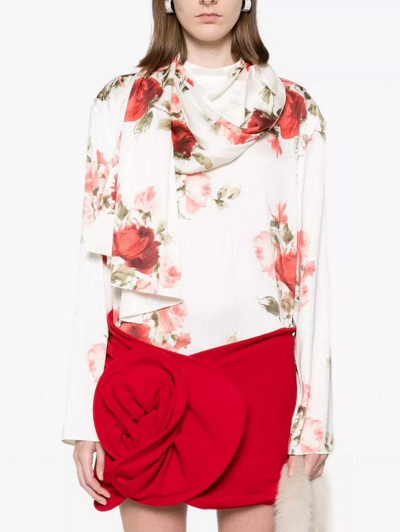 Cape-Effect Floral-Print Blouse - Tops