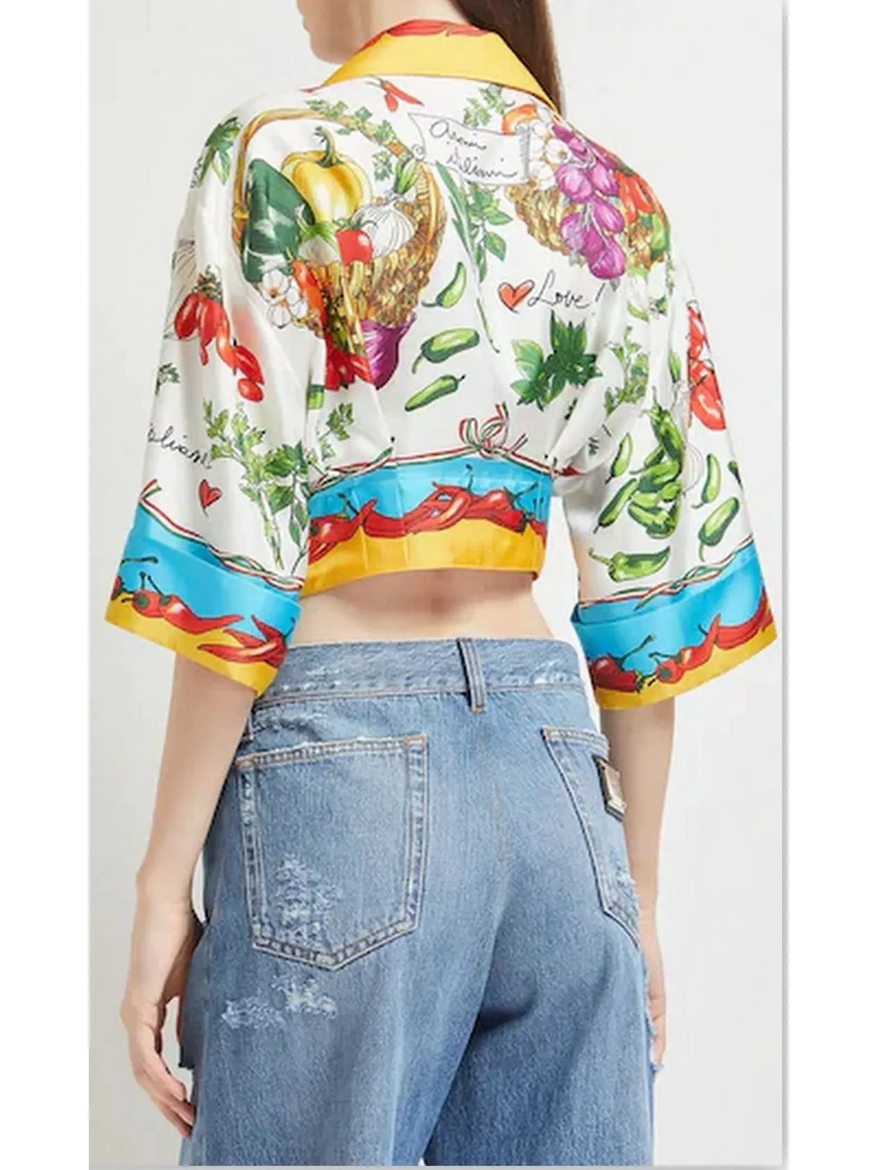 Capri Knotted Silk Twill Crop Shirt - Tops