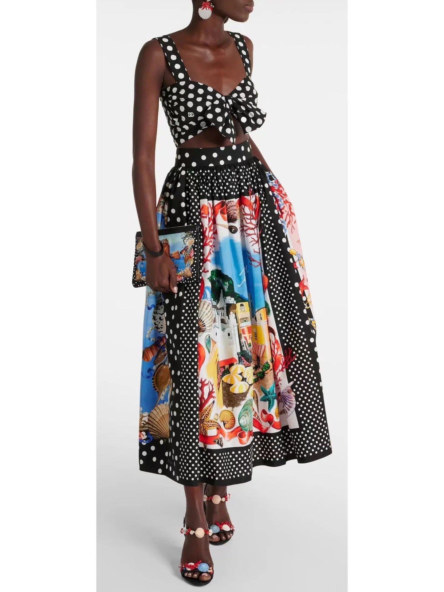 Capri Printed Cotton Midi Skirt in Multicolor - Skirts