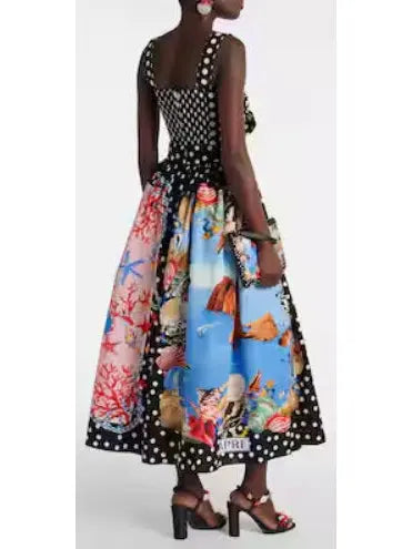 Capri Printed Cotton Midi Skirt in Multicolor - Skirts