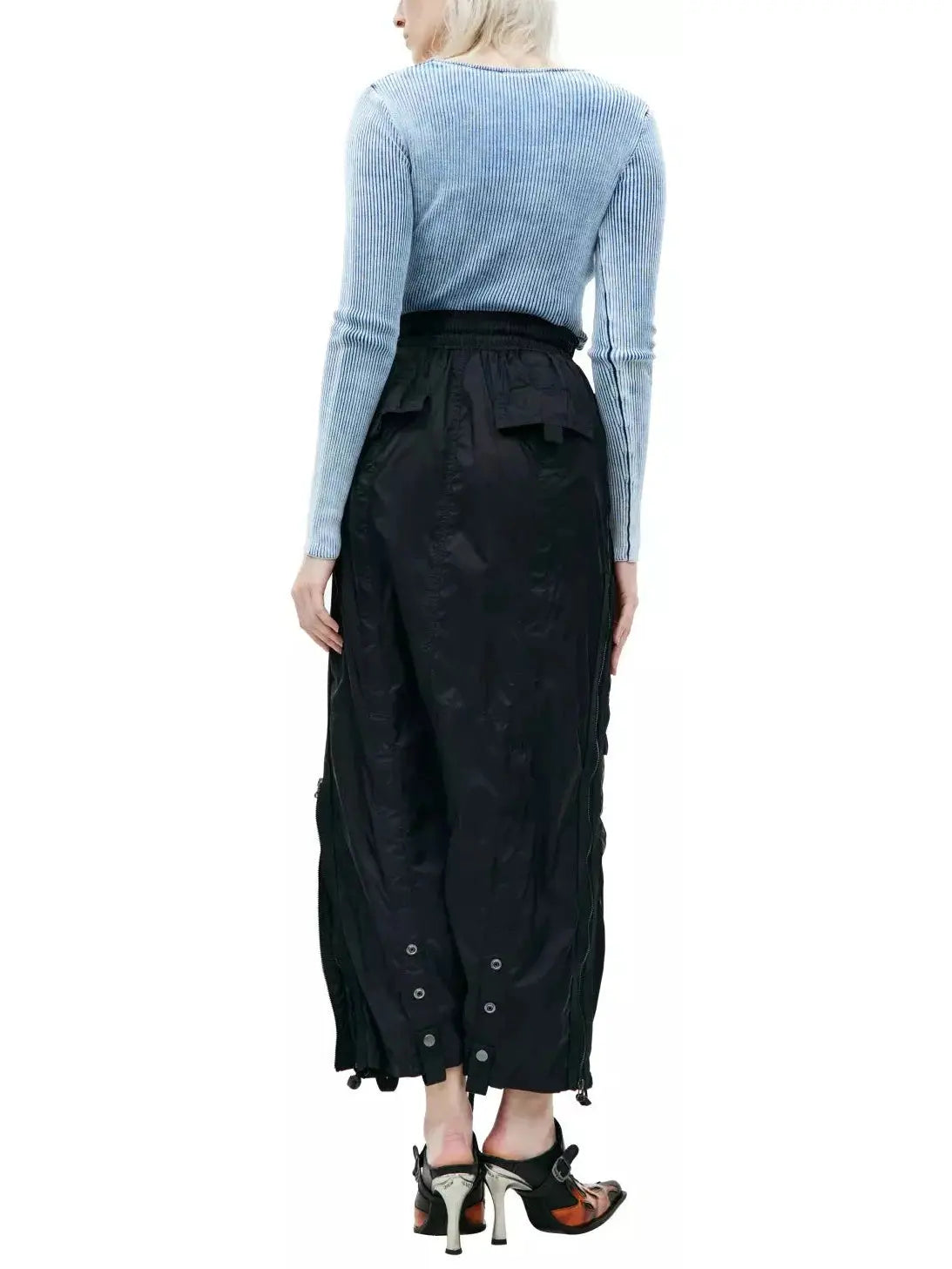 Cargo Maxi Zip Skirt in Black - Skirts