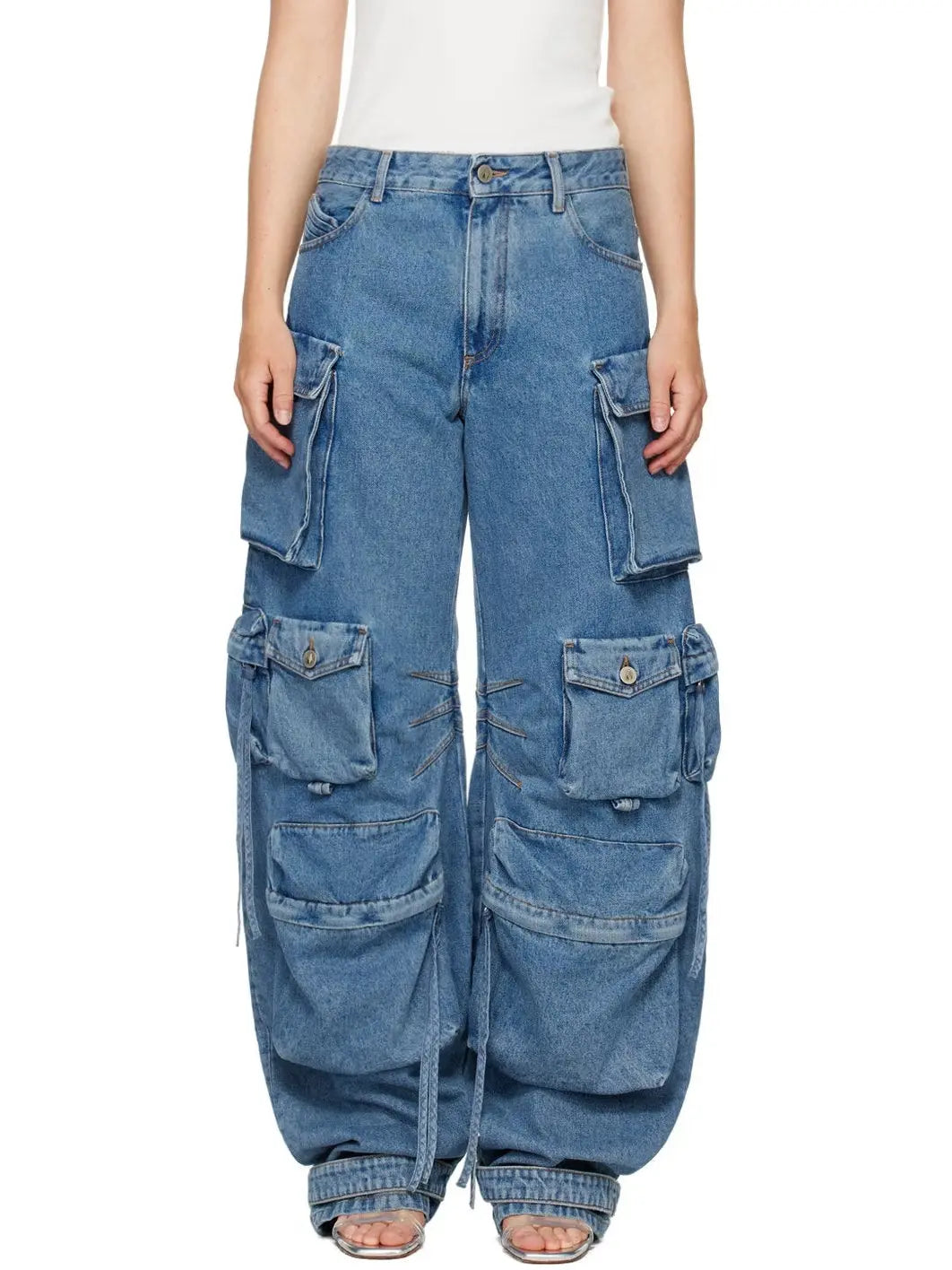 Cargo-Pocket Low-Rise Wide-Leg Jeans - Jeans & Pants