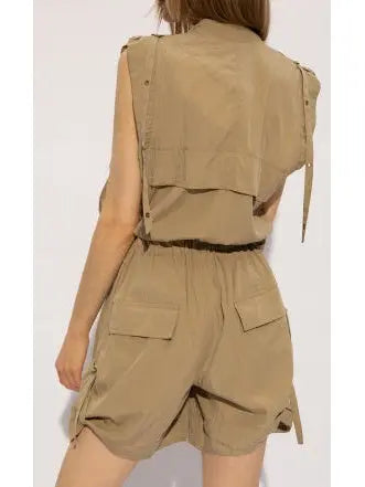 Cargo Short Jumpsuit in Khaki - Suits & Sets