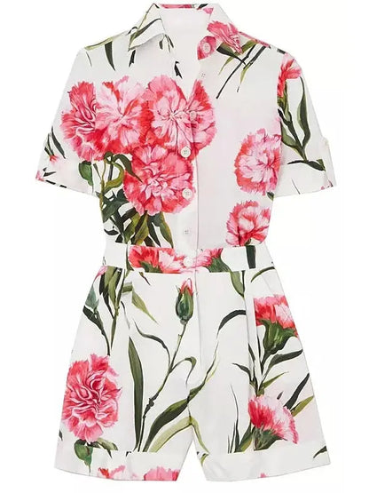 Carnation-Print Playsuit - Suits & Sets