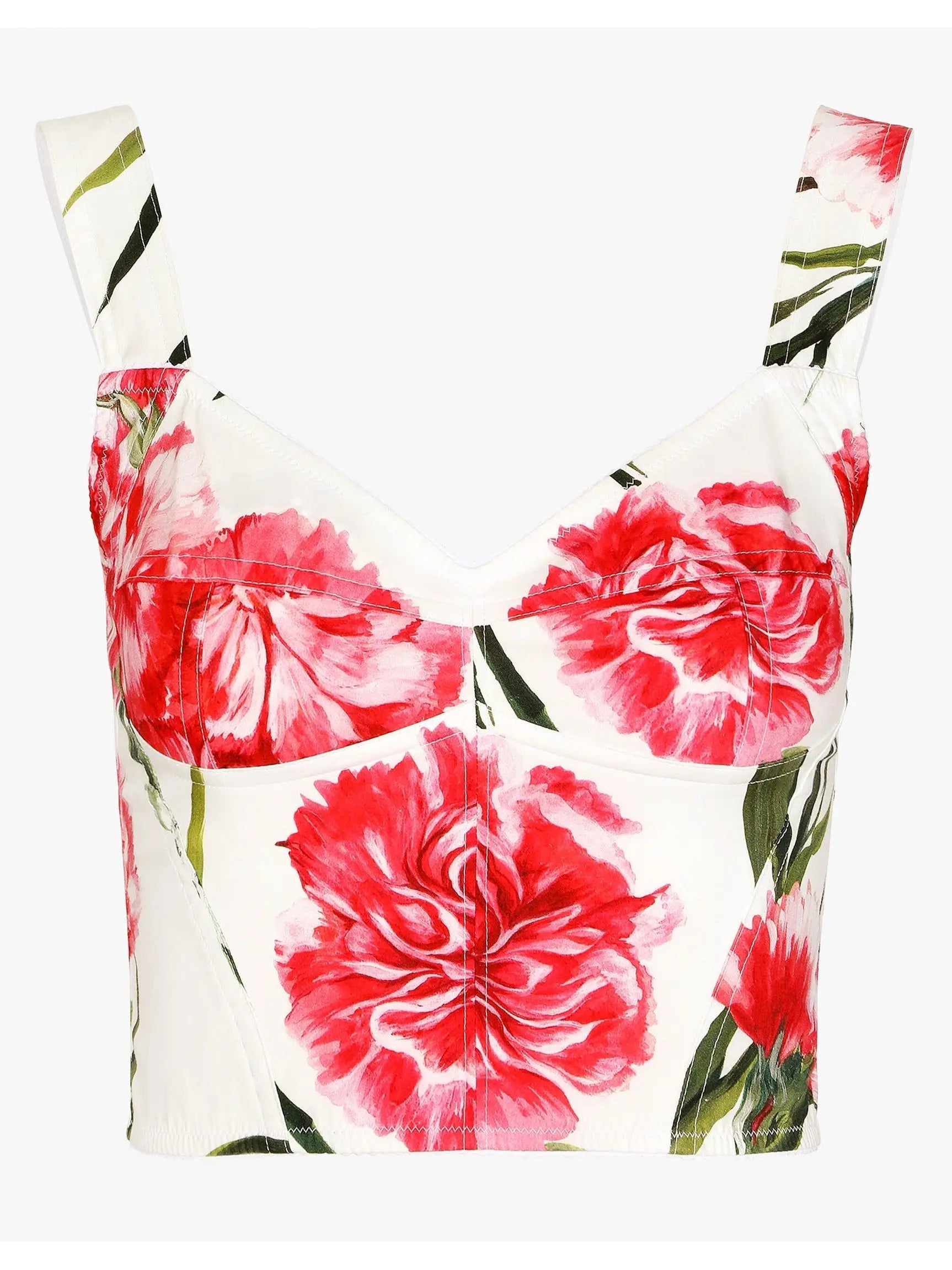 Carnation-Print Poplin Corset Top and Skirt Set - Suits & Sets