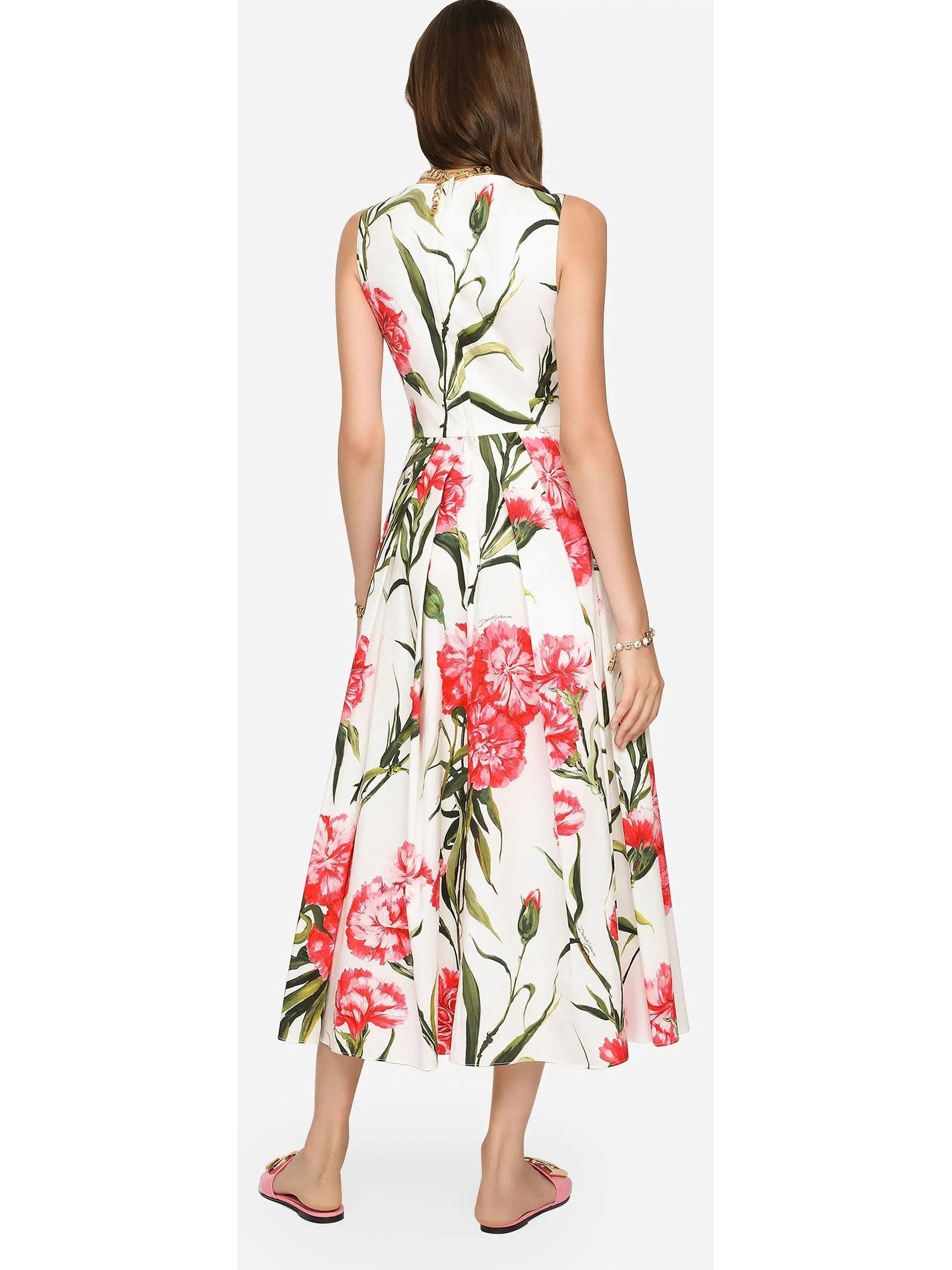 Carnation-Printed Midi Dress - Dresses