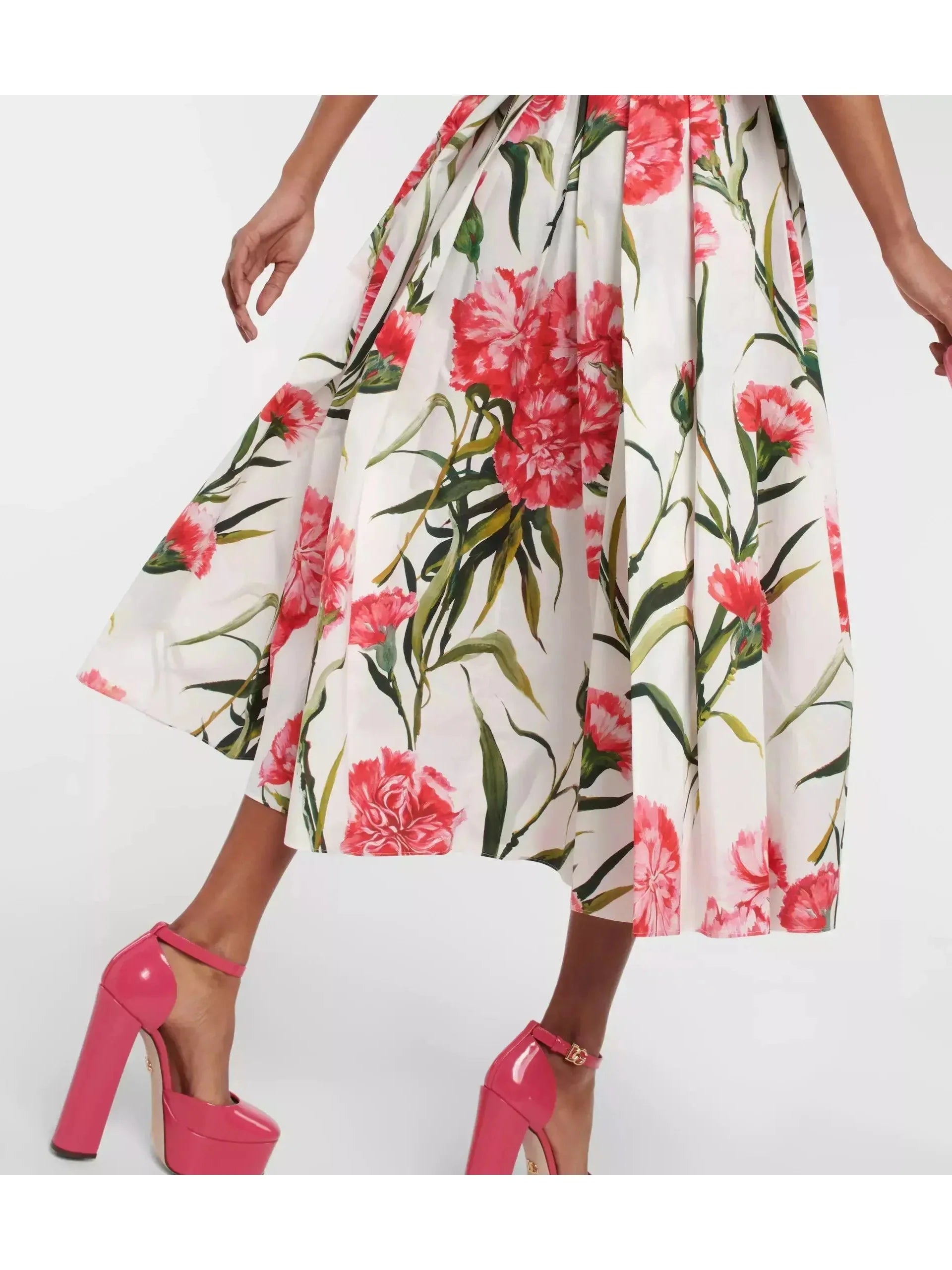 Carnation-Printed Midi Dress - Dresses