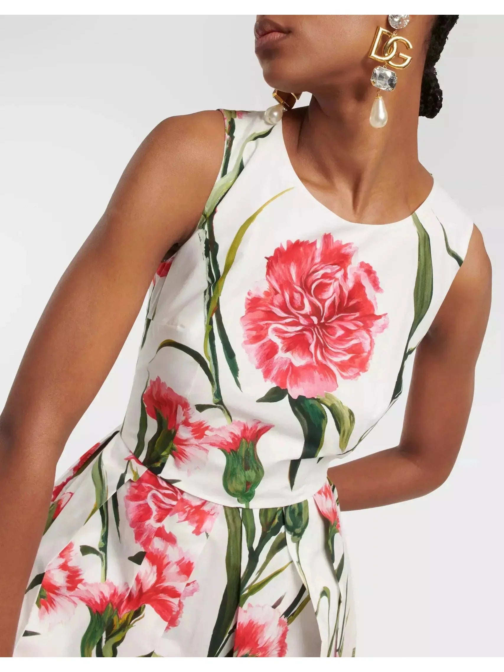 Carnation-Printed Midi Dress - Dresses