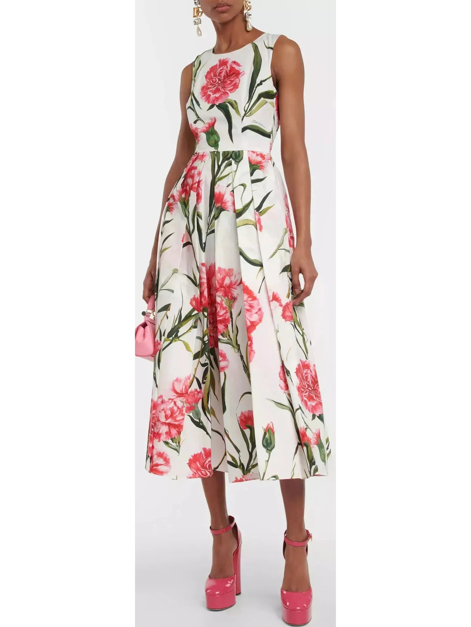 Carnation-Printed Midi Dress - s - Dresses