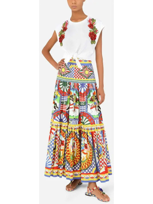 Carretto-Print Poplin Skirt - Skirts