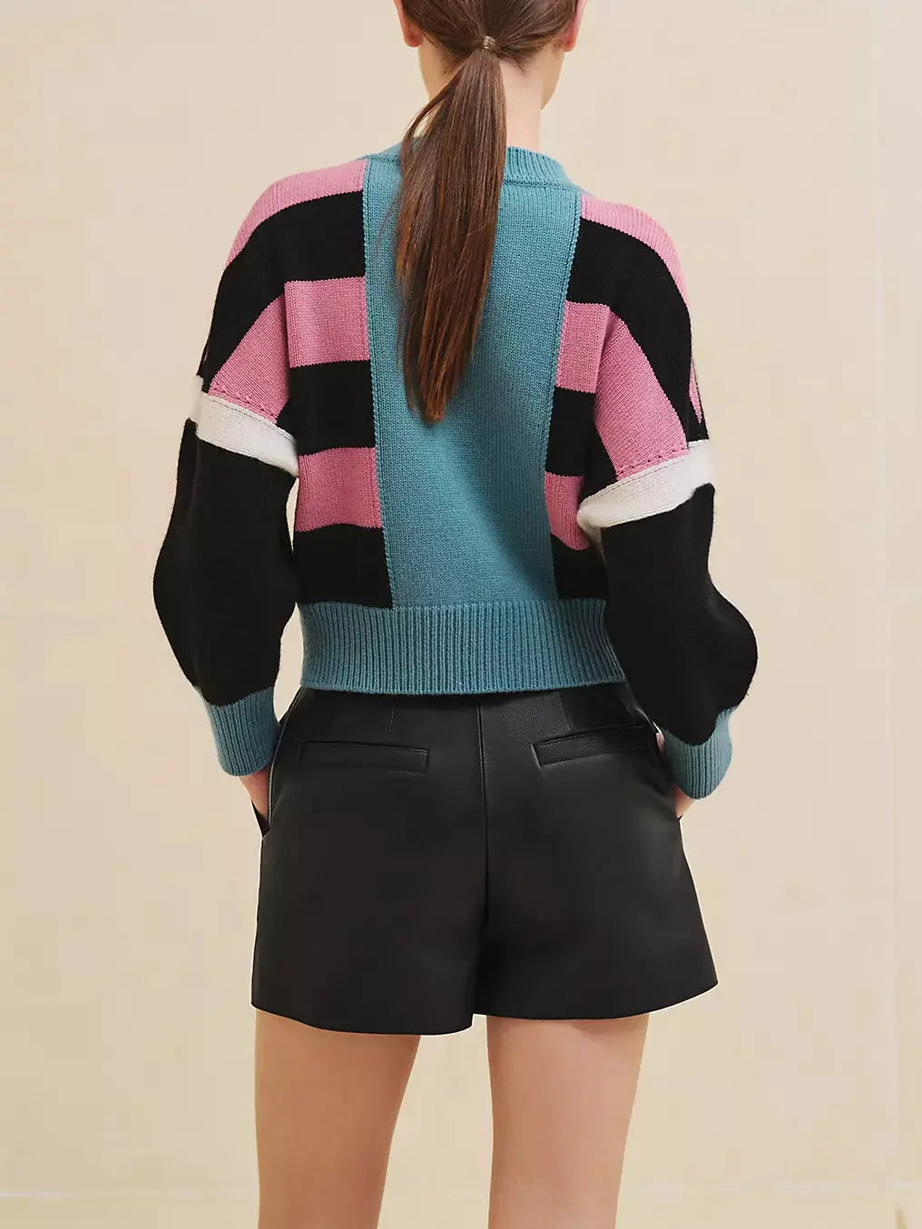 Cashmere Knit Paneled Striped Multicolor Sweater - Sweaters & Knitwear