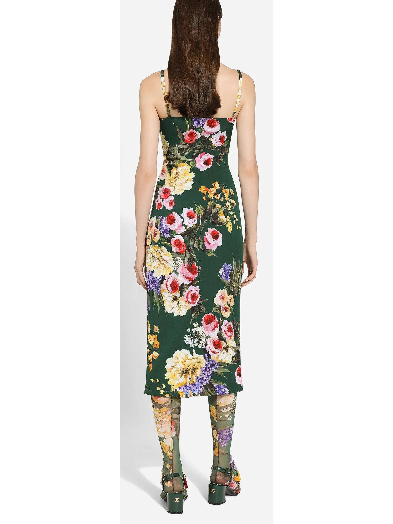 Charmeuse Dress with Garden Print - Dresses