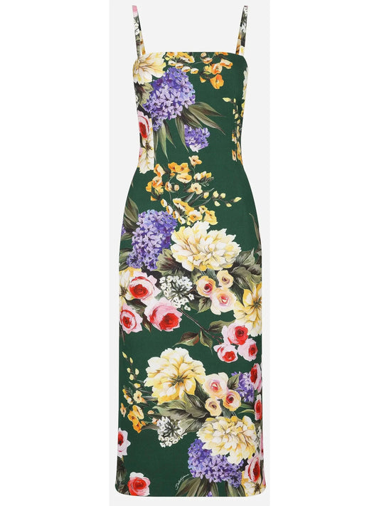 Charmeuse Dress with Garden Print - small - Dresses