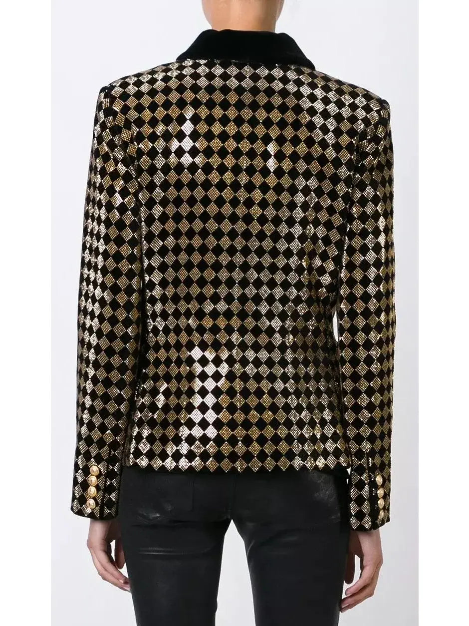 Check Crystal-Studded Blazer - Jackets