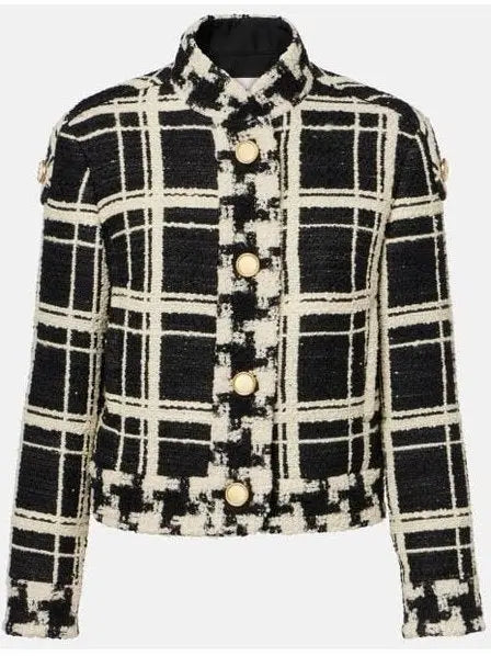 Check Tweed Wool-Blend Jacket - Jackets