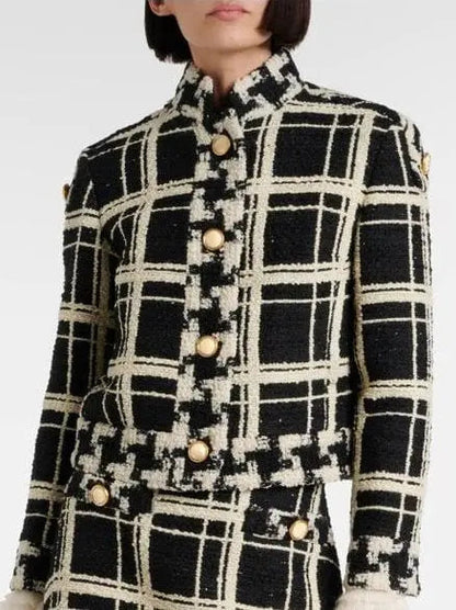 Check Tweed Wool-Blend Jacket - Jackets