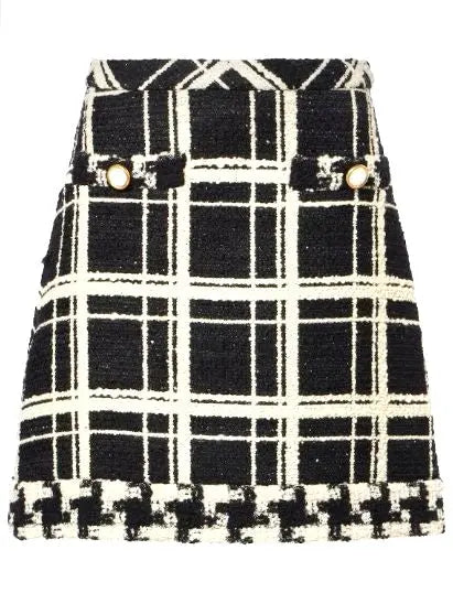 Check Tweed Wool-Blend Mini Skirt - Skirts