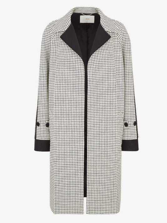 Check Wool Car Coat with Silk Lining - Coats