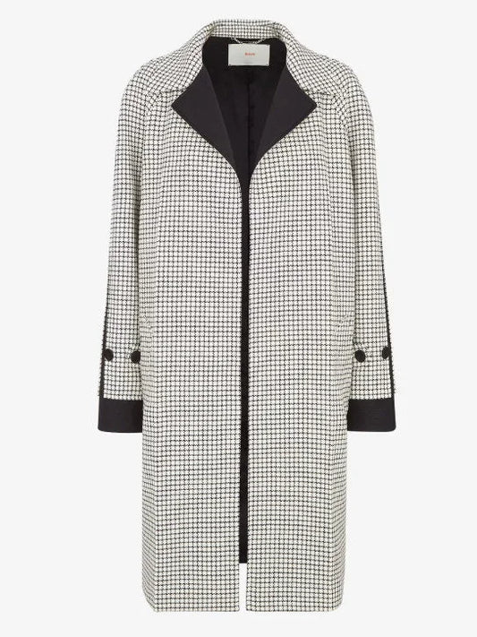 Check Wool Car Coat with Silk Lining - Small - Coats