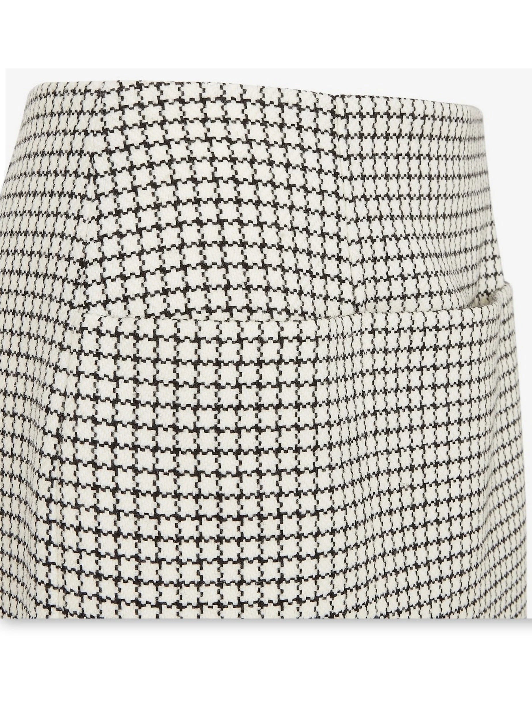 Check Wool Mini Skirt in White and Black - Skirts