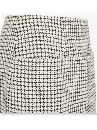 Check Wool Mini Skirt in White and Black - Skirts