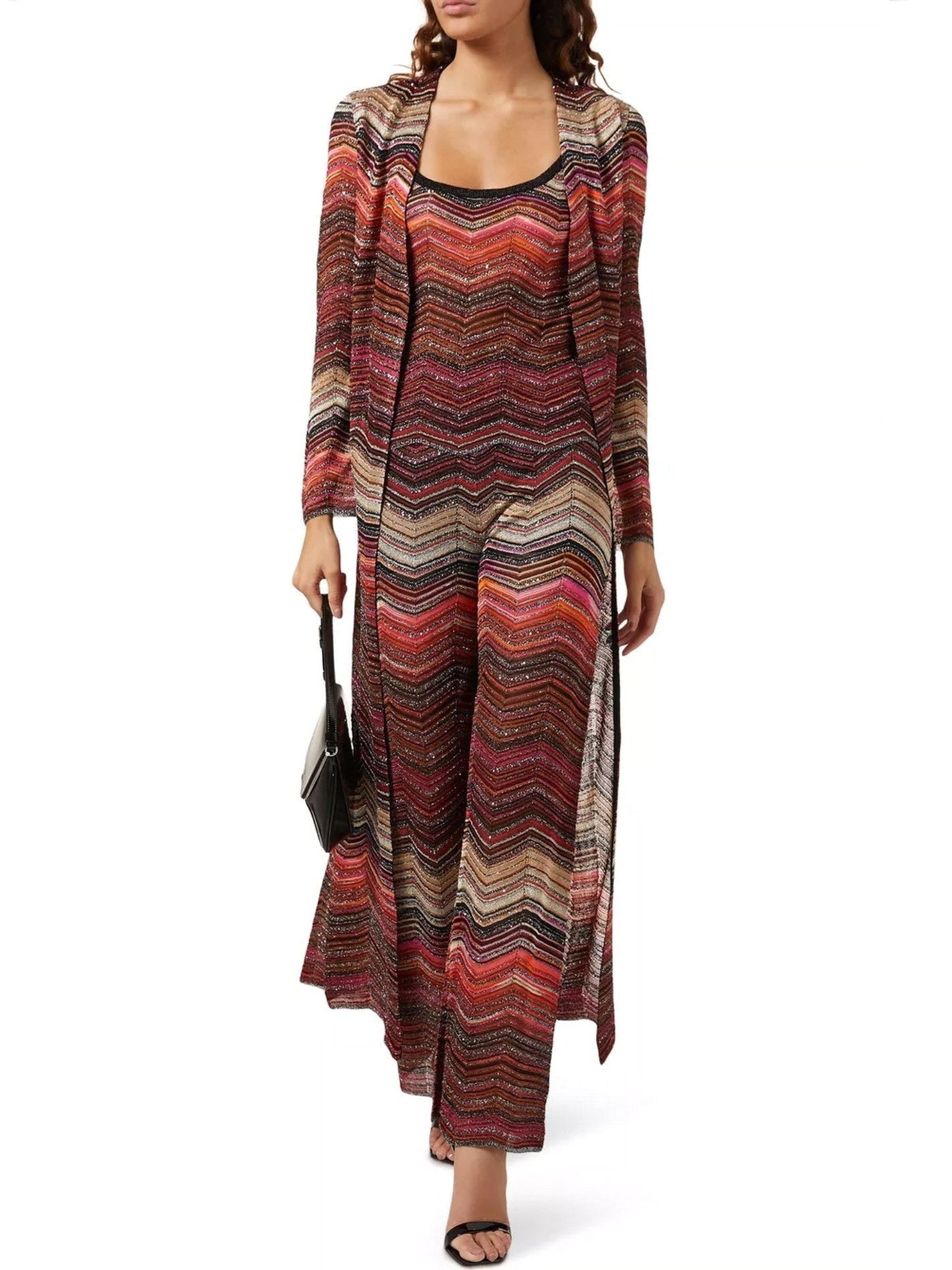 Chevron Glitter Cropped Tank and Pant Set - Suits & Sets