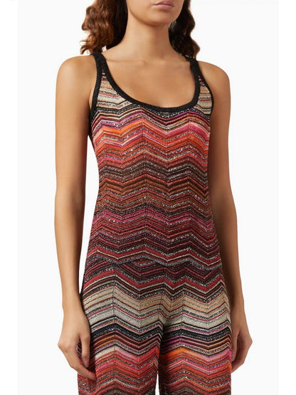 Chevron Glitter Cropped Tank and Pant Set - Suits & Sets