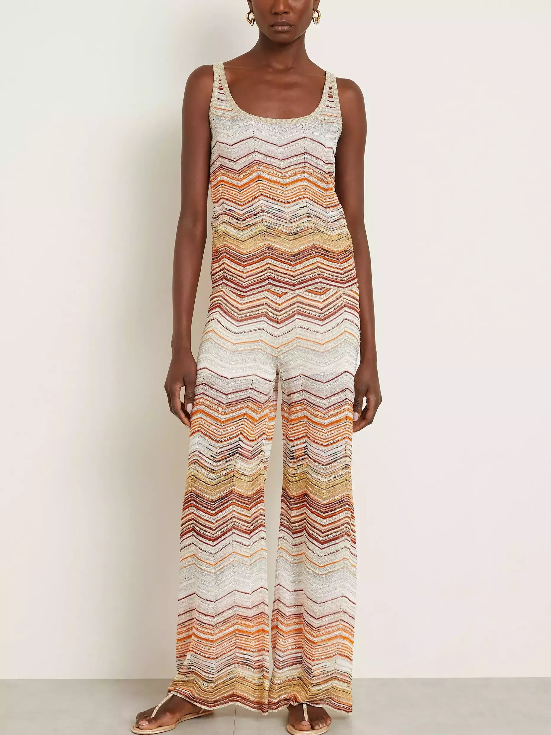 Chevron Knit Cropped Tank and Pant Set - Suits & Sets