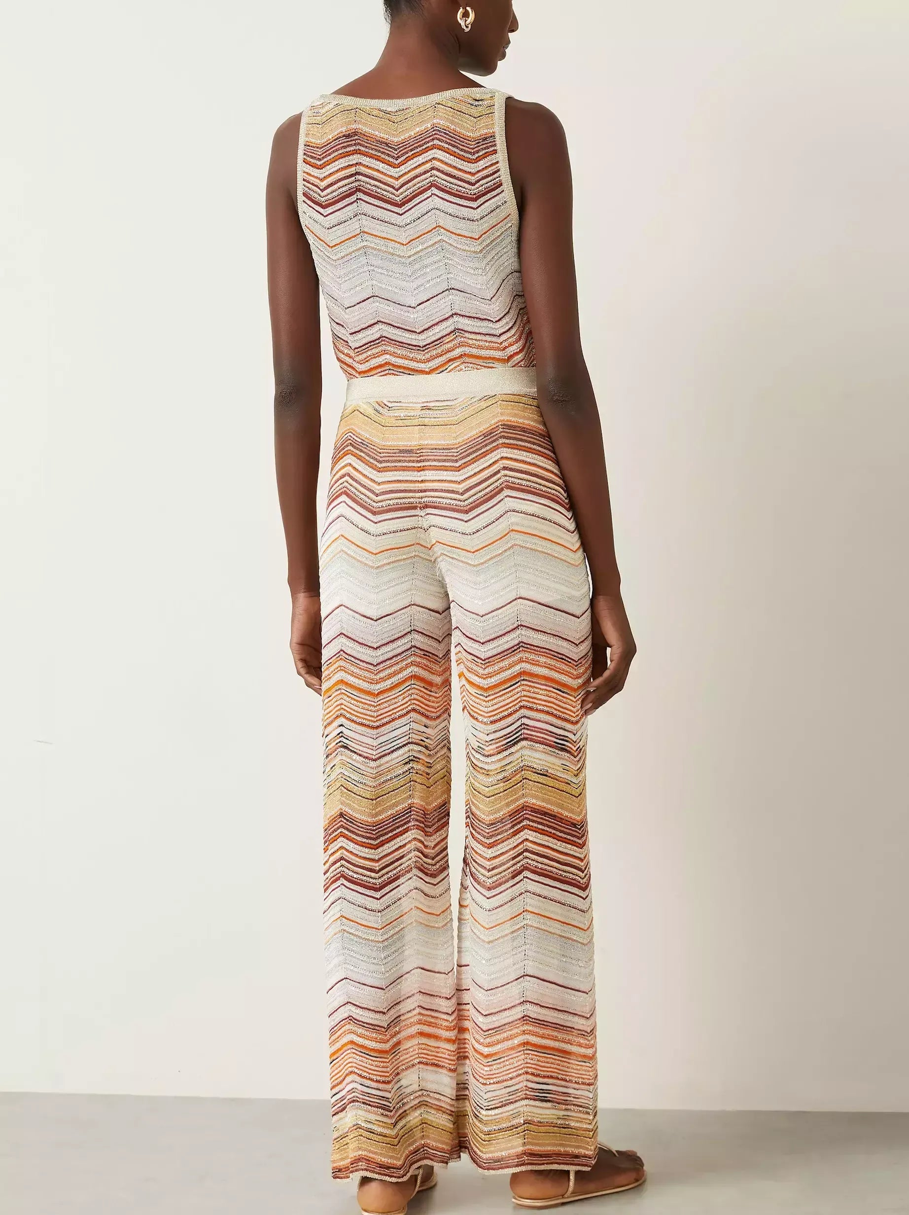 Chevron Knit Cropped Tank and Pant Set - Suits & Sets